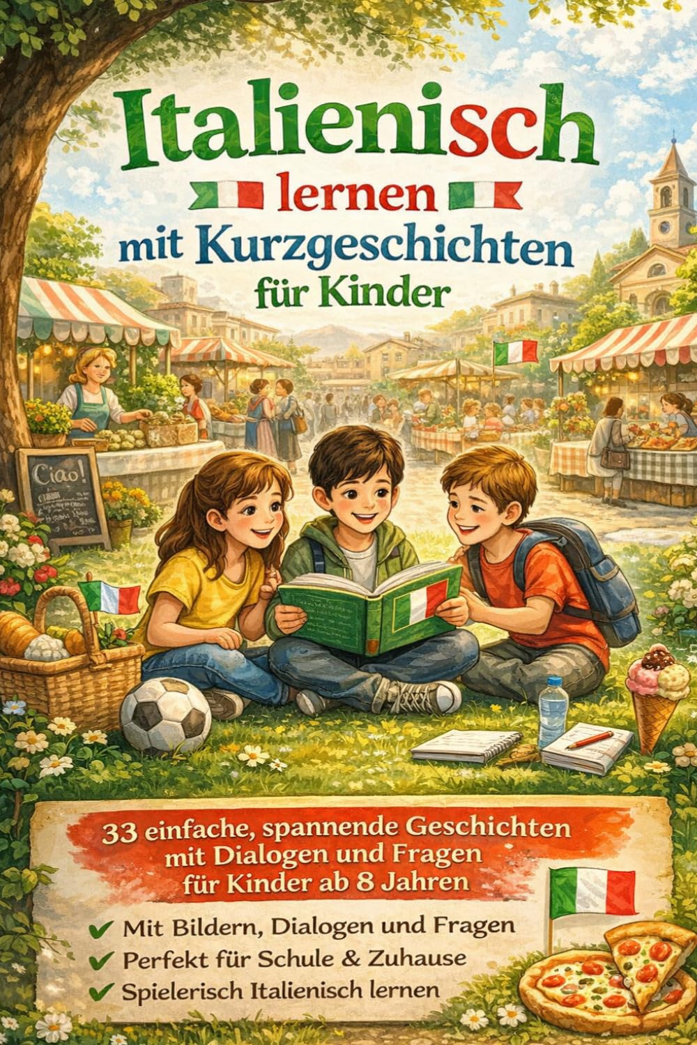 Italienisch lernen mit Kurzgeschichten für Kinder ab 8 Jahren: 33 einfache und spannende Geschichten zum Lesen, Verstehen und Sprechen | Mit Bildern, Dialogen und Fragen | Für Kinder ab 8 Jahren