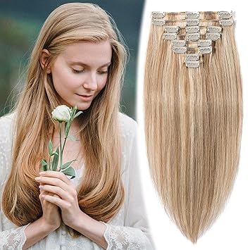 #12/613 Clip in 100% Remy Human Hair Extensions 10