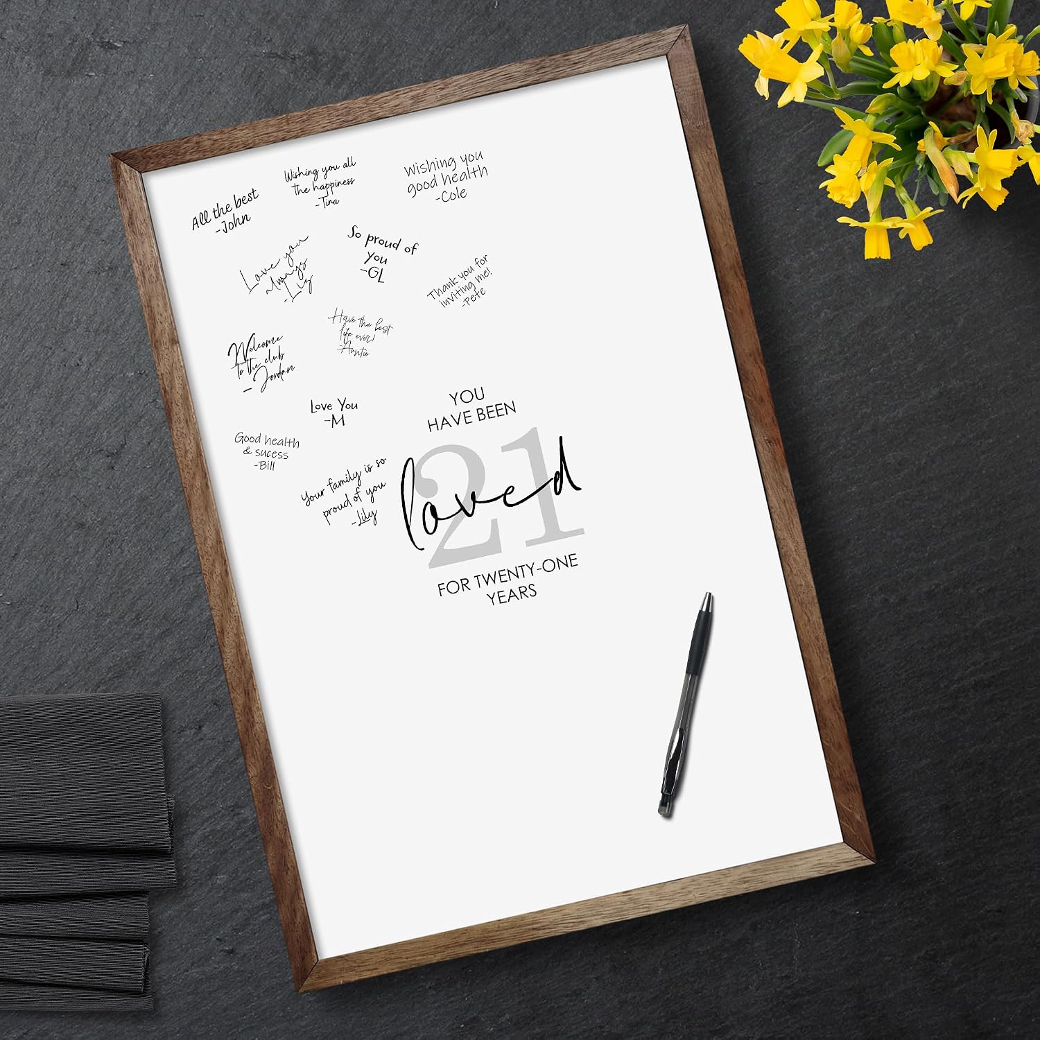 Karto 21st Birthday Signature Board - Loved | Unframed, 11x17 in Poster Size, Party Supplies, Guest Book or Card Alternative
