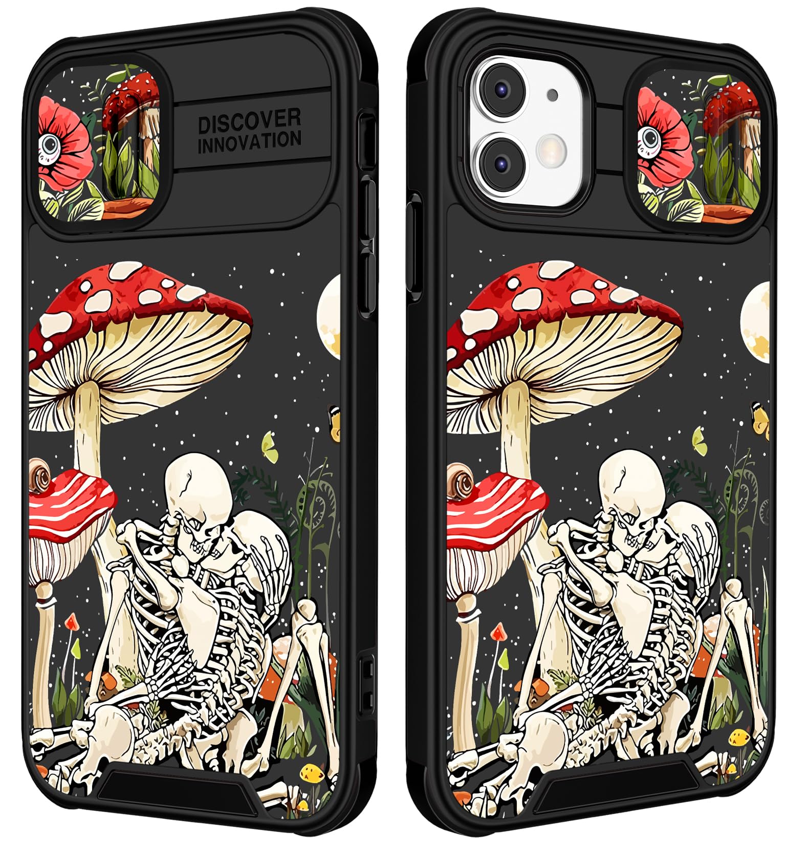Funermei (2in1 for iPhone 11 Case for Women Cute Girls Skull Phone Cover Skeleton Goth Fun Funny Spooky Horror Gothic Scary Unique Design with Camera Cover Funda for Apple for iPhone 11 Case