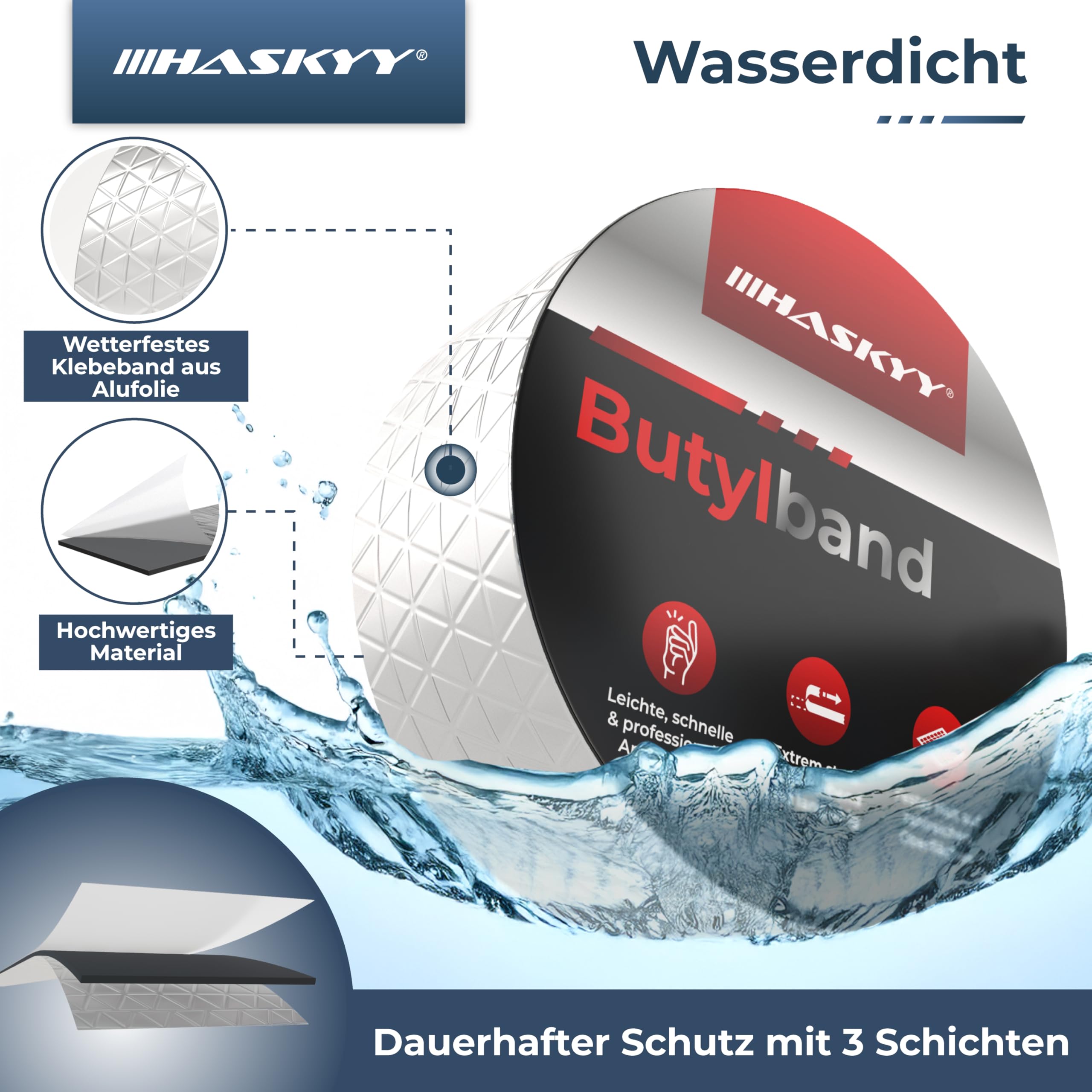 Extreem sterke uv-bestendige aluminium butylband, waterdicht, voor