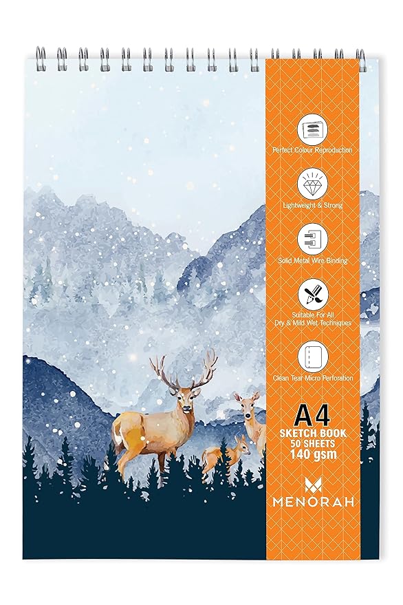 MENORAH A4 Artist Sketch Book Drawing Book 140 GSM Perforated