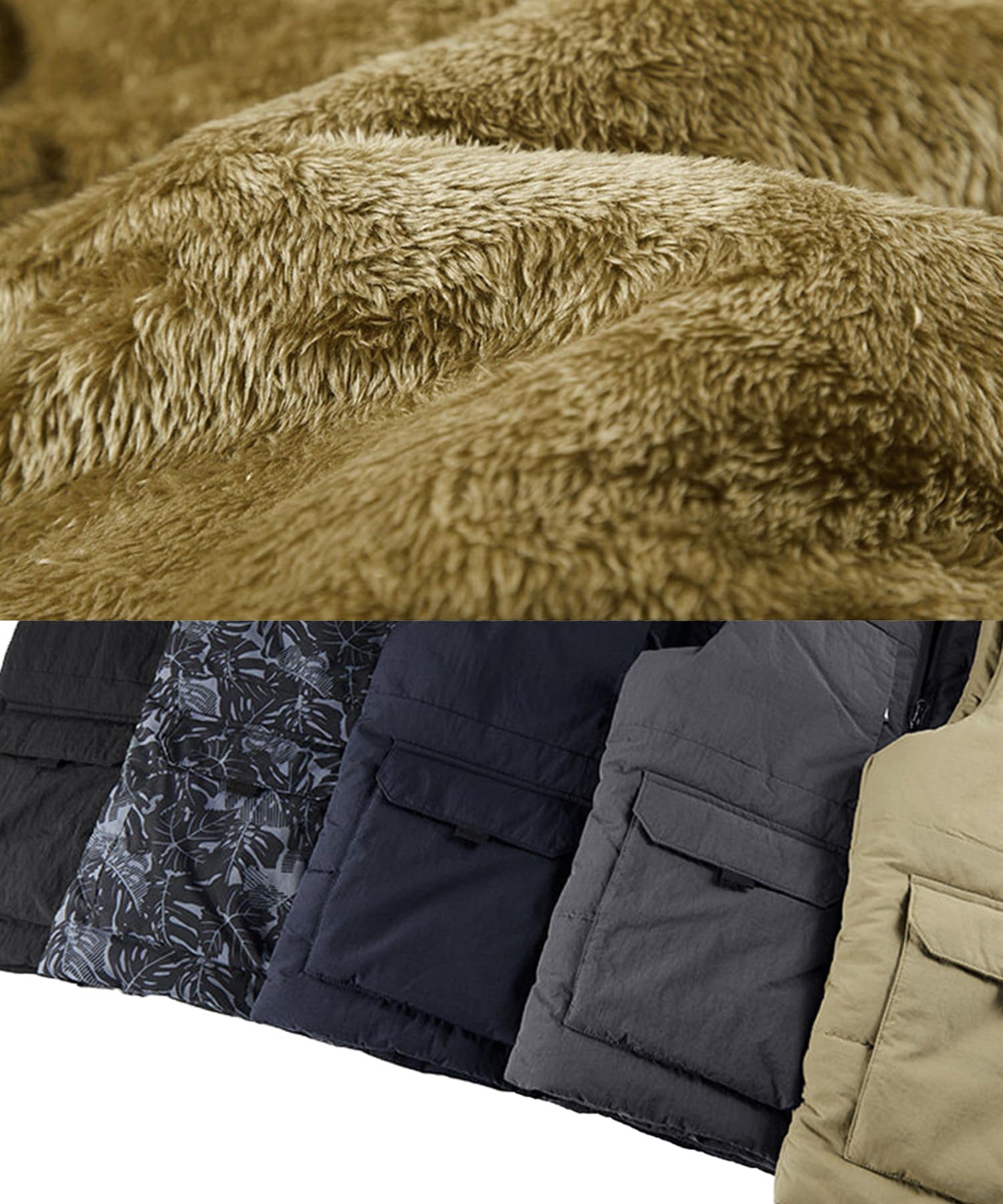 Chaleco de Forro Polar para Hombre Otoño Invierno Cálido Chaqueta Sin Mangas Chalecos de Trabajo Acolchado con Múltiples Bolsillos Bodywarmers Abrigo a prueba de viento