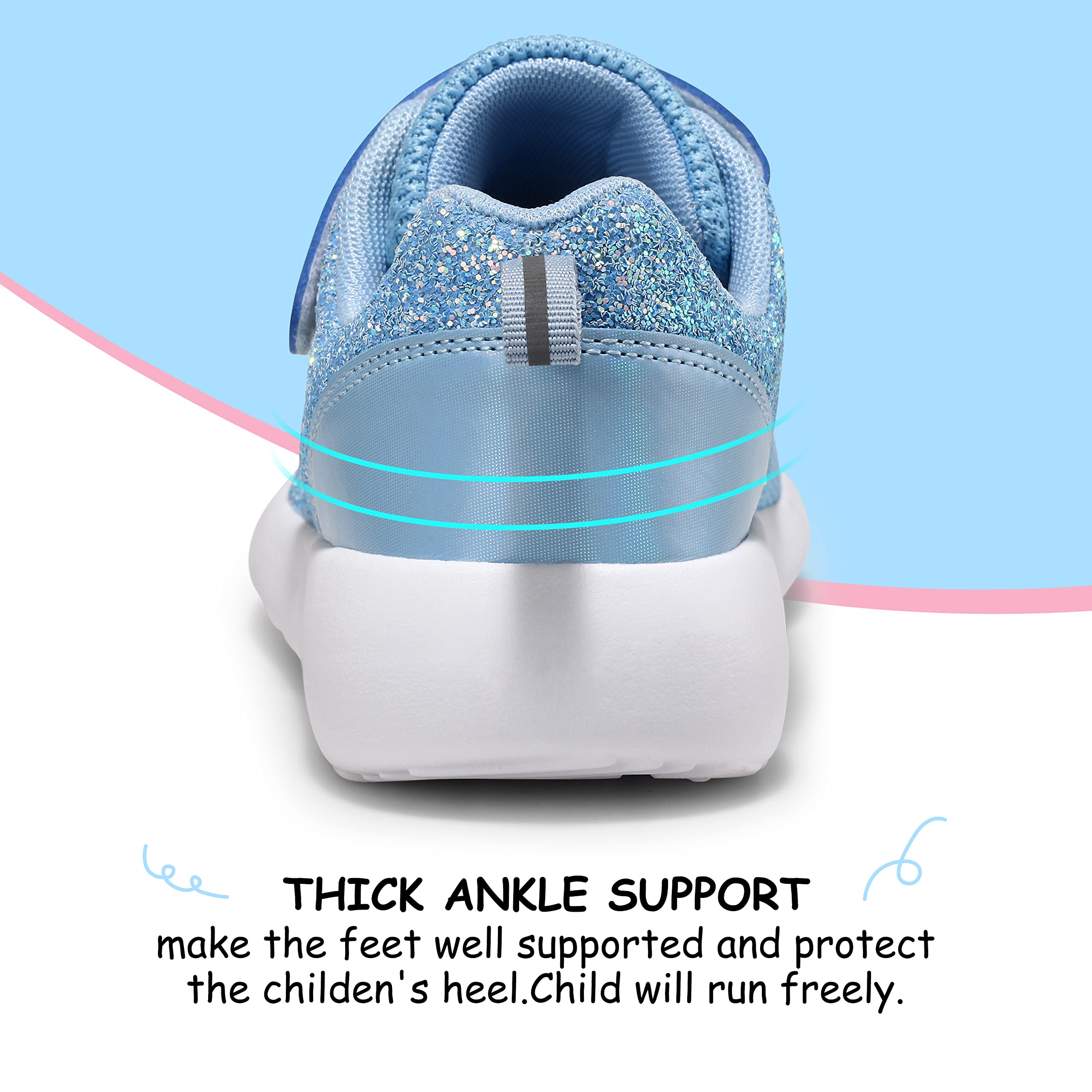 Harvest Land Girls Trainers Kids Athletic Shoes Toddlers Glitter Sneakers Breathable Tennis Running Sports Shoes — view 6
