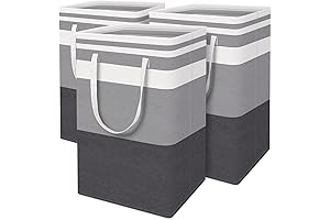 BlissTotes Collapsible Laundry Basket Trio: Freestanding, Waterproof, Easy Storage