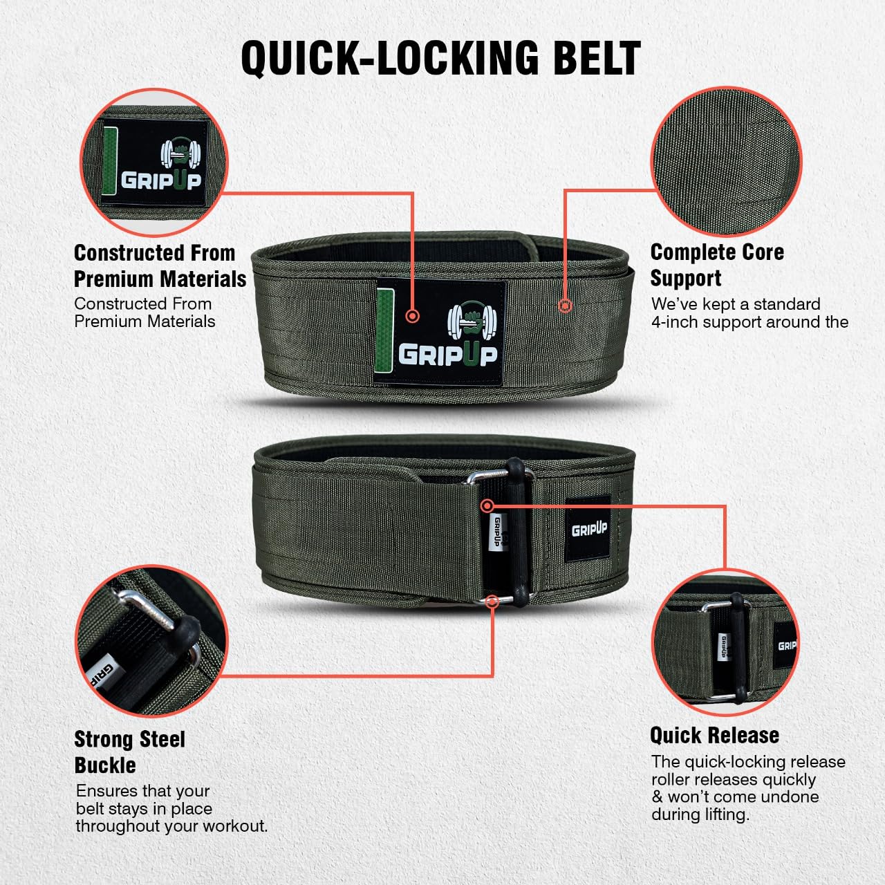 Ceinture de Musculation - Ceinture d'Haltérophilie pour Homme & Femme - 10cm Large - Powerlifting, CrossFit, Bodybuilding - Soutien Lombaire Réglable - Cuir Robust