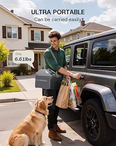 Miniatura 4 de Upstreman Enfriador y calentador eléctrico de 10 cuartos (9 L) de capacidad, refrigerador termoeléctrico para automóvil con correa para el hombro,