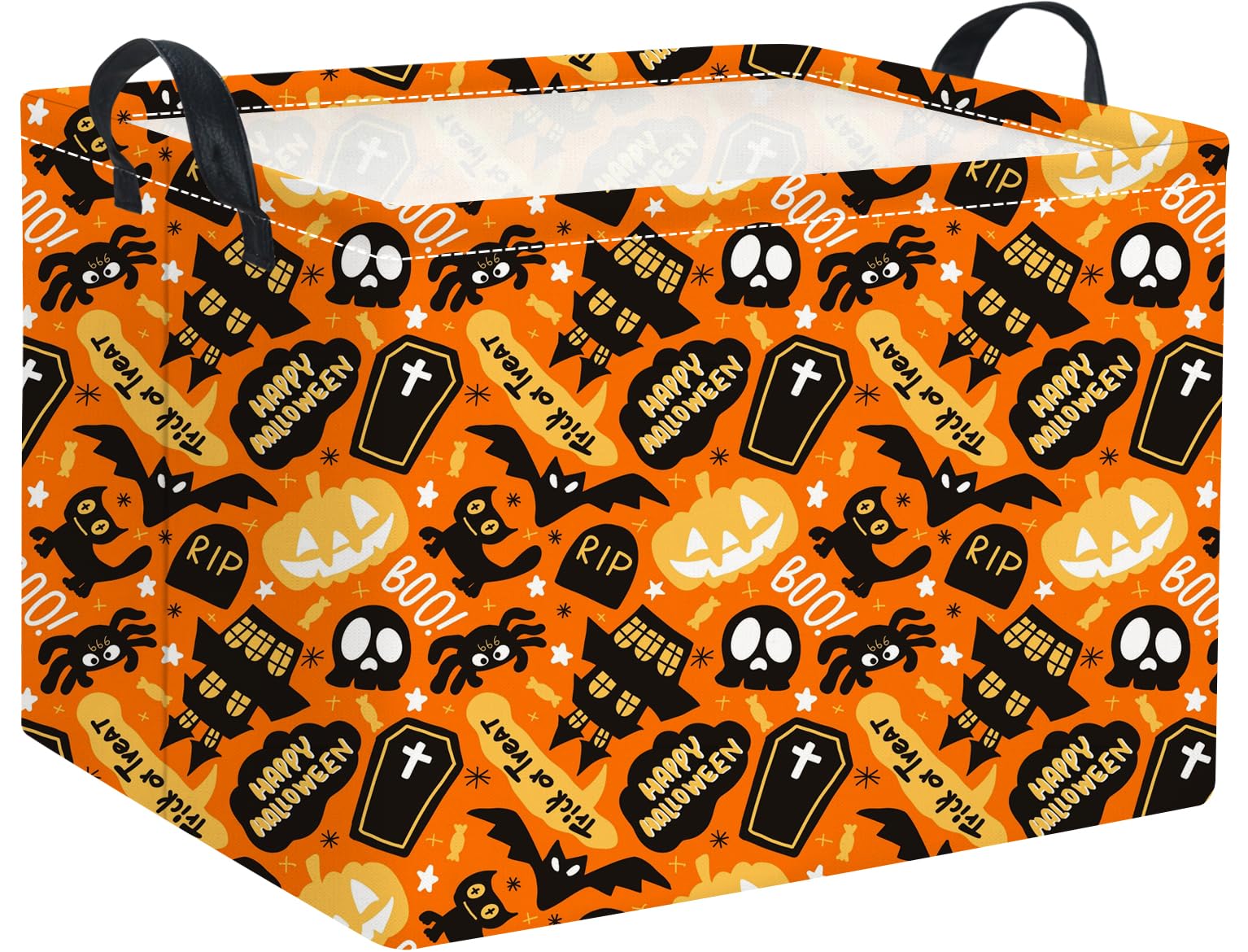 Rectangular Halloween Basket for Boys and Girls Kids Trick or Treat Pumpkin Basket for Halloween Parties Cute Storage Bin Organizer Box Room Decor(Spider Halloween)
