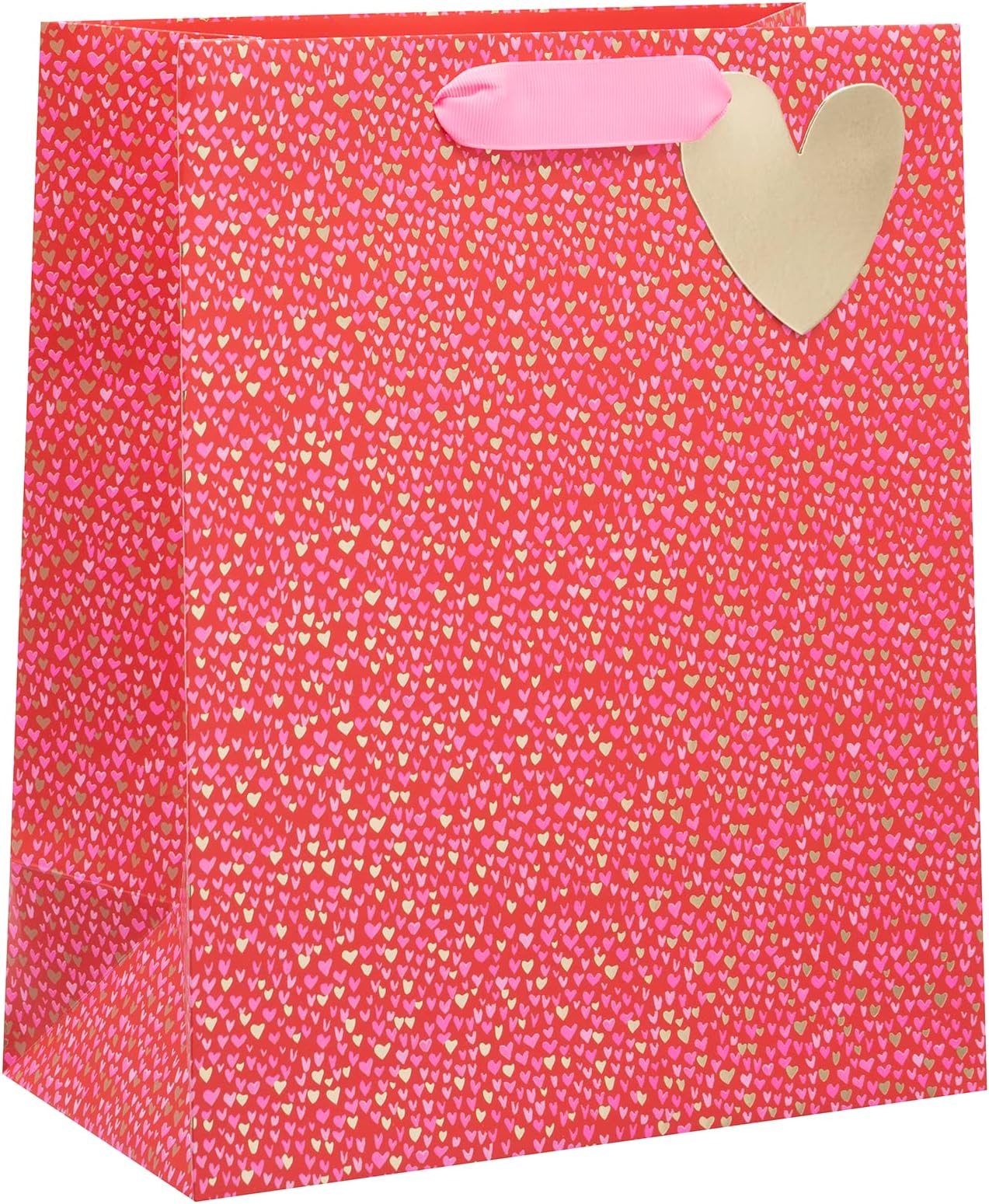 Glick Valentines Day Gift Bag Large Size, Red Hearts Gift Bag, Valentine's Gift Bag, PS Hearts Valentine Bag for Gifts, 1 Piece - Red, Pink, Gold, 315mm x 260mm x135mm