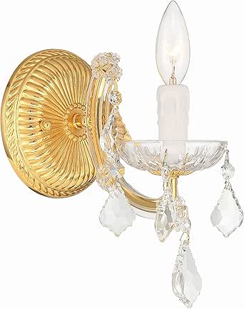 Maria Theresa 1 Light Hand Cut Crystal Gold Sconce