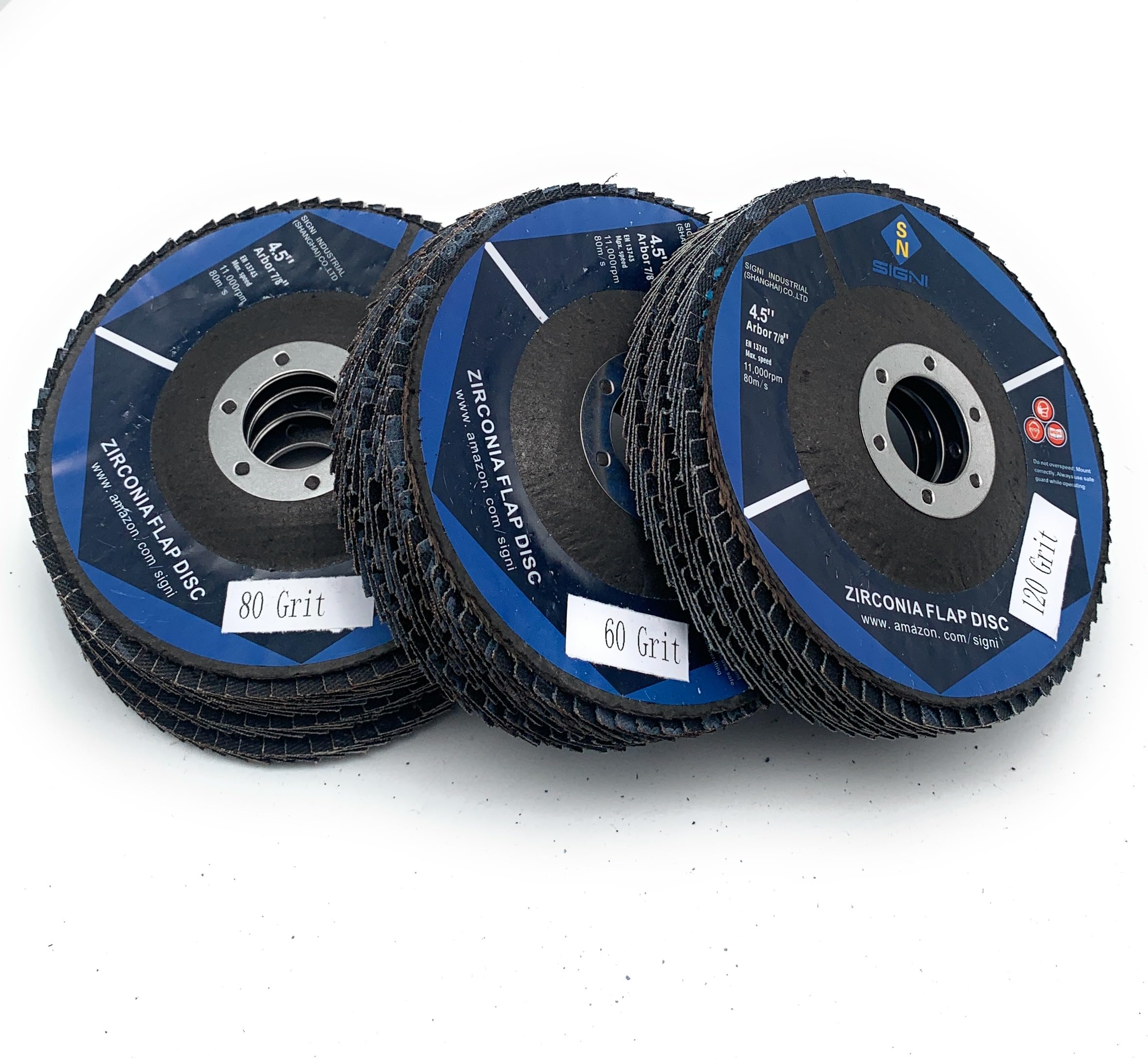 SIGNI 10-Pack Premium Zirconia Abrasive Flap disc for Angle Grinder Grinding Metal Steel (4.5 inch T29 Mixed grit)