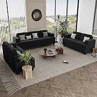 Vista 8 de Fiona's magic Sofá de Pana de 3 Plazas para Sala de Estar, Sofá Nube Negra de 89", Sofá de Piso de Asiento Profundo para Dormitorio, Cama Seccional