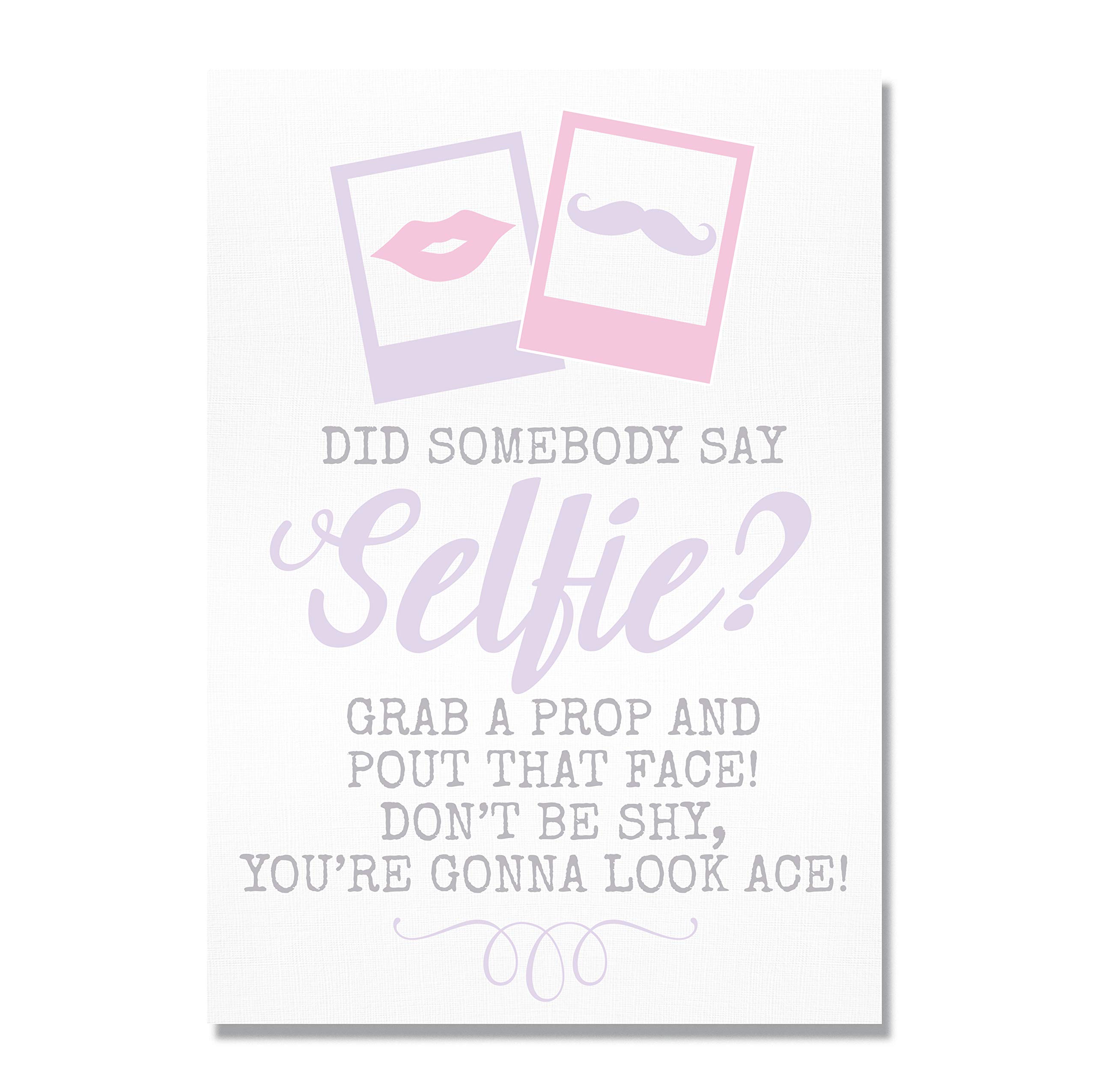 Pink and Lilac Selfie Photo Booth Table Sign for Wedding and Party Props (LIB7)