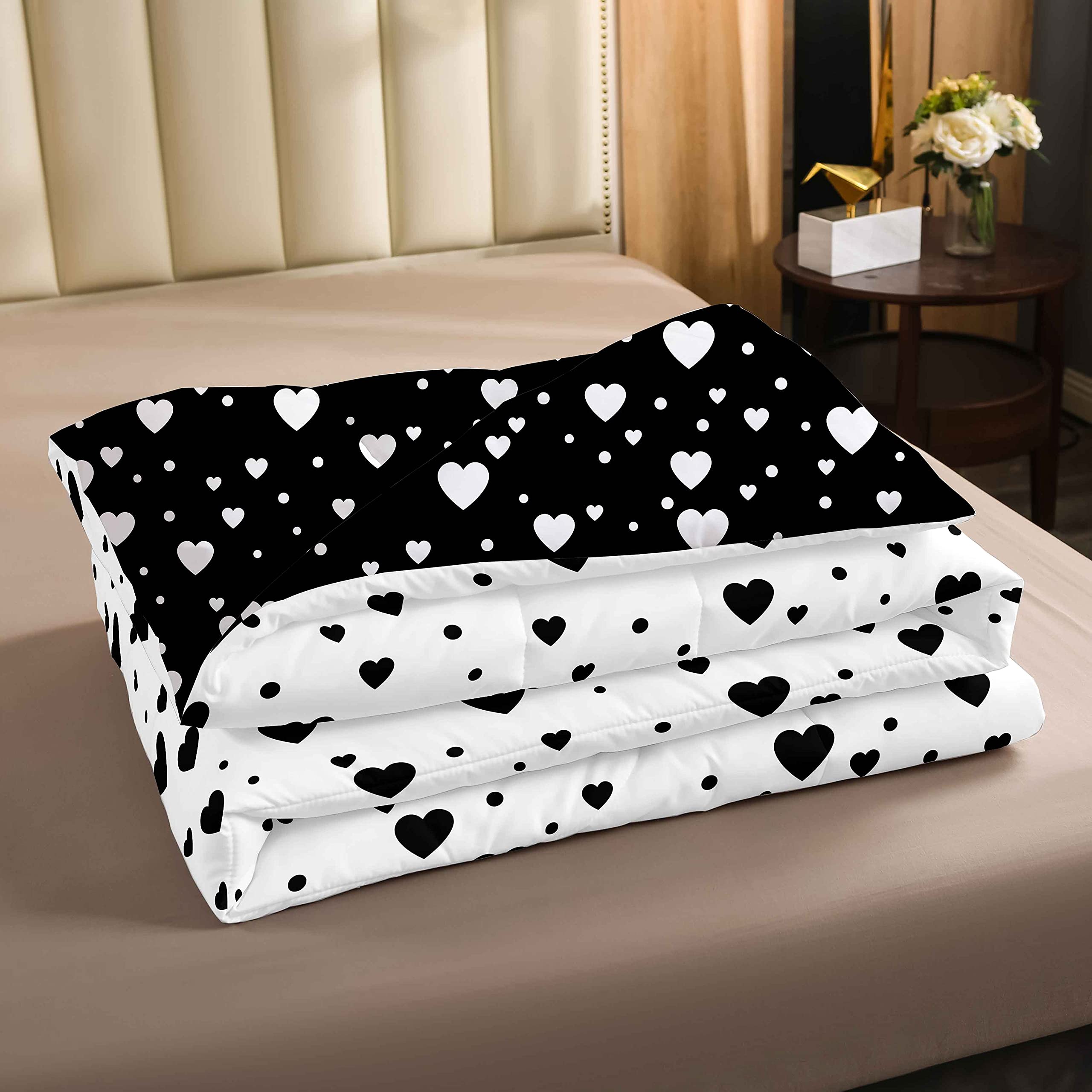 Set di biancheria da letto con cuori per ragazze e ragazzi e bambini, con Trapunta geometrico, Trapunta e piumone in bianco e nero, reversibile, per letto 230x220cm, 3 pezzi