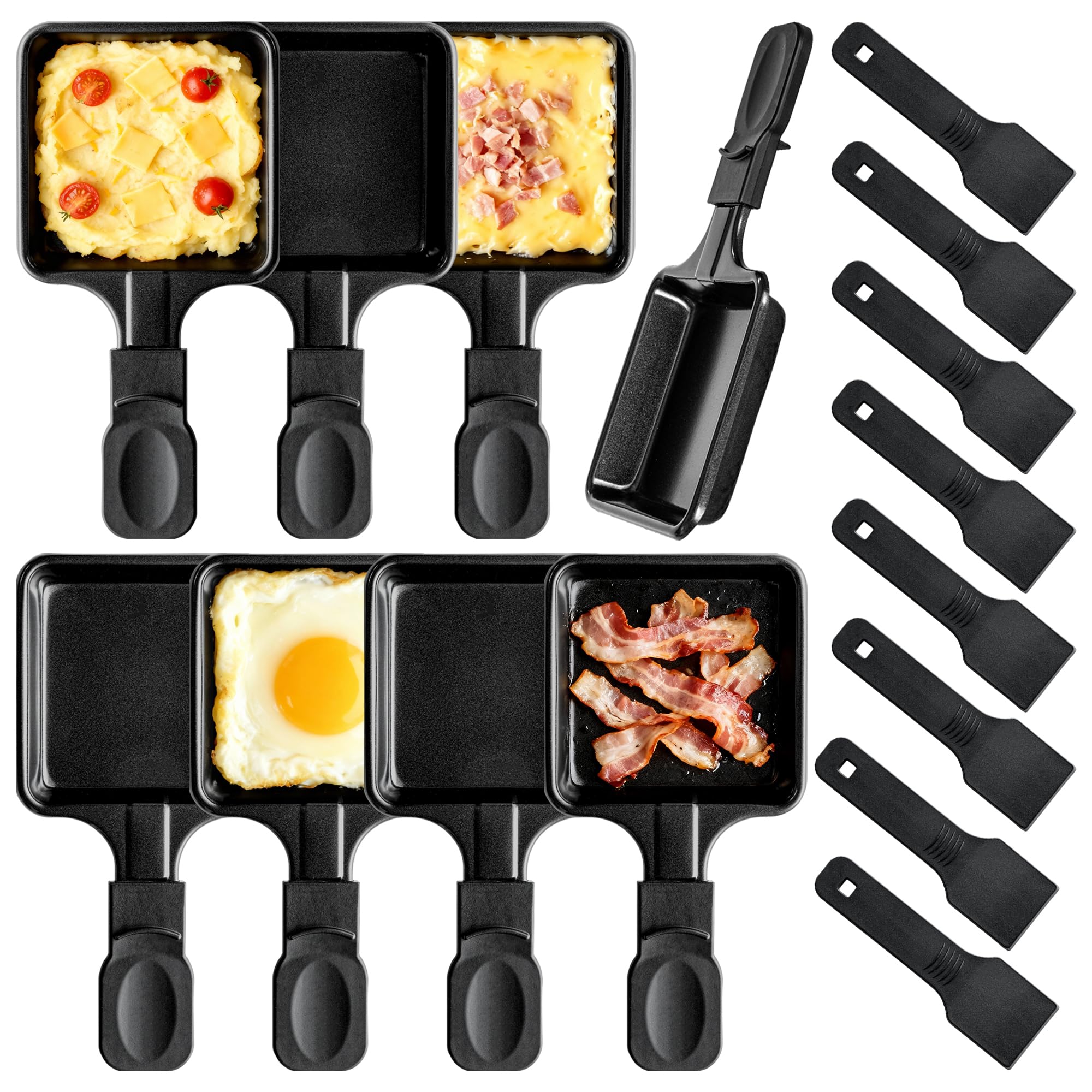 Poêlons à raclette carrés antiadhésifs et accessoires de rechange avec spatule