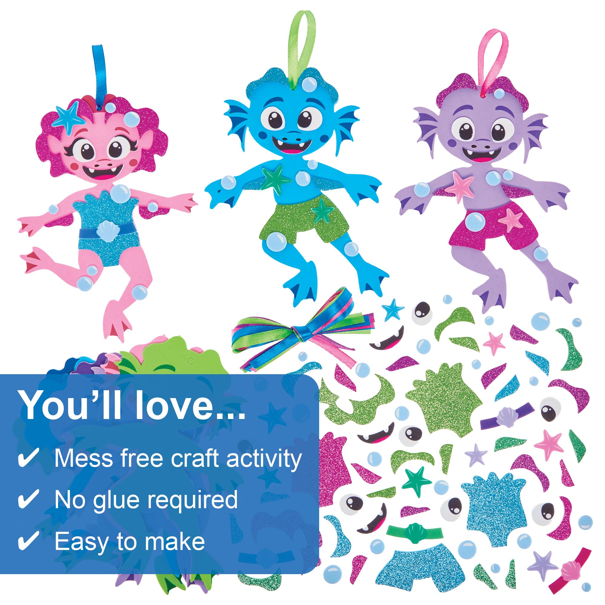 Baker Ross FN085 Sea Monster Squad Mix & Match Kits - Pack of 8, Decoration Craft Kits for Kids, Multicolour - Image 3