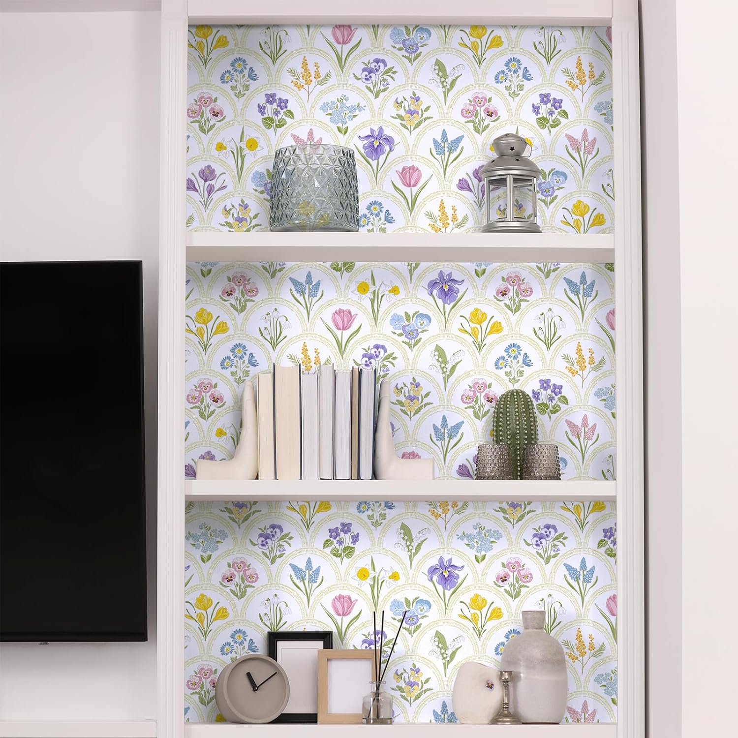 Colorful Floral Wallpaper Peel and Stick Spring Flower Botanical Wallpaper for Bedroom Nursery Removable Self Adhesive Floral Contact Paper for Cabinets Walls Decorative Vinyl Roll 12"x118"