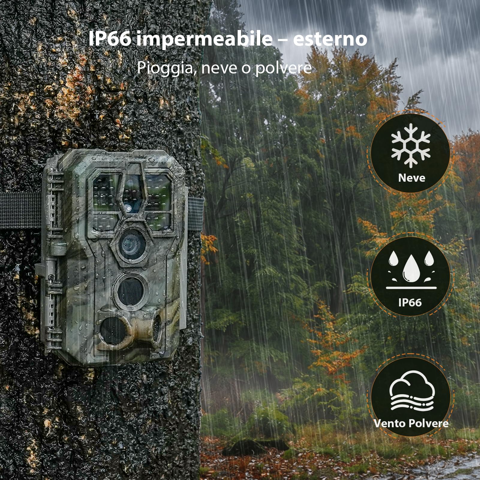 GardePro E5 2.0 Fototrappola 4K con Scheda SD 64GB, 64MP Foto Trappola per Animali con Attivazione 0,1s, Visione Notturna senza Bagliore 30m, Fototrappola Notturna a Rilevamento di Movimento