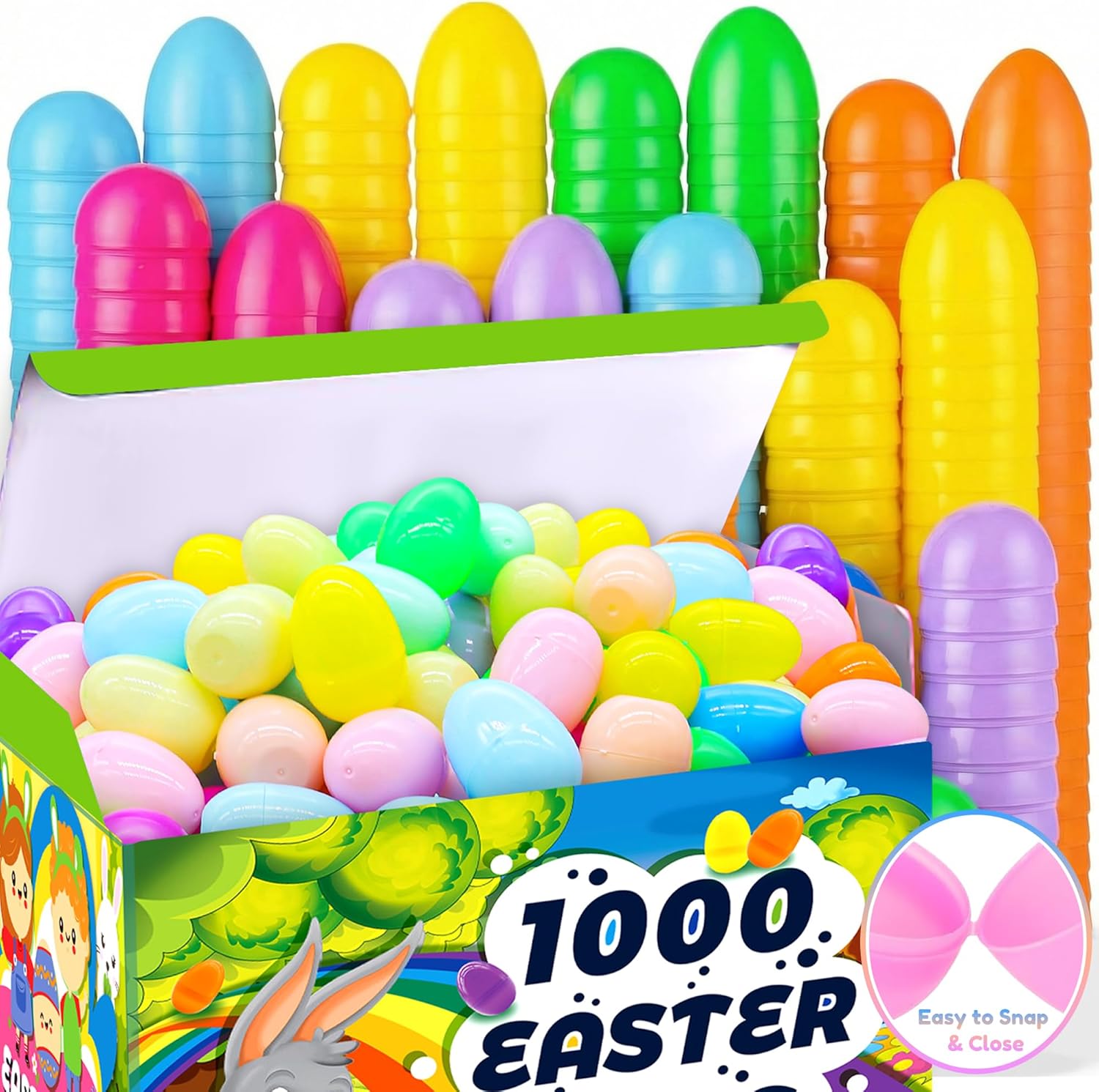 1000 Pcs Plastic Easter Eggs,Bulk Fillable Easter Eggs for Easter Hunt,Basket Stuffers Fillers,Theme Party Favor Decoration,Surprise Eggs,Easter Classroom Prize Supplies