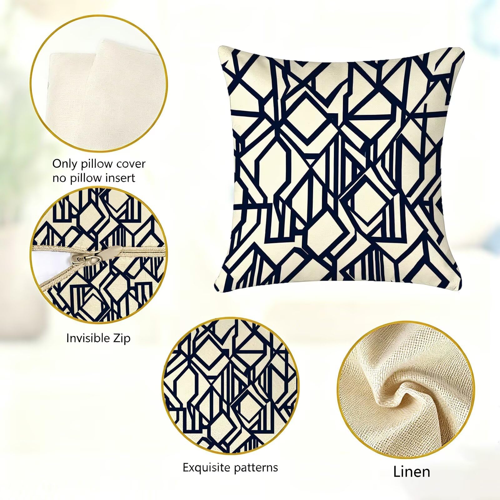 Blu Federe Cuscini Divano 40x40cm, Cuscini da Esterno Set de 4, Cod-252