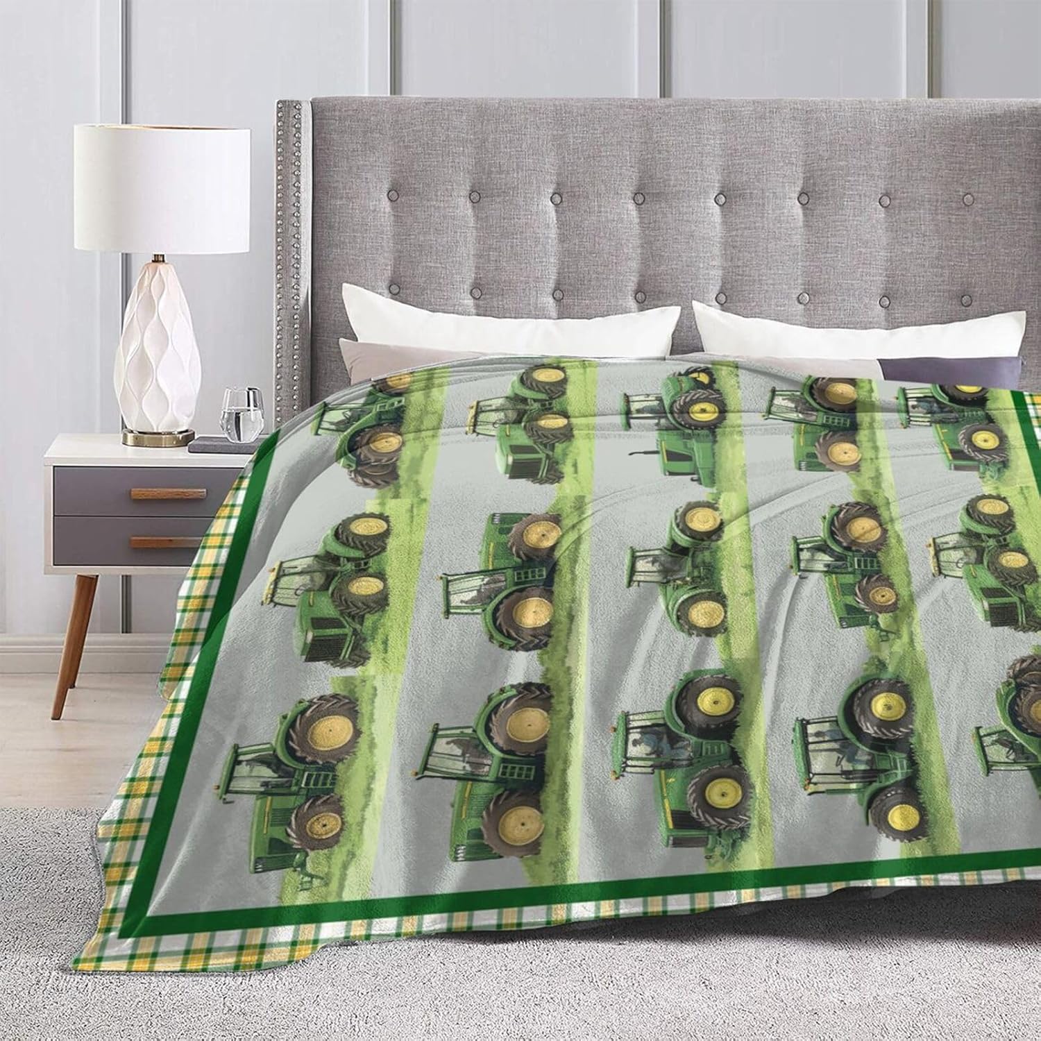 Truck Blanket Soft Cozy Green Truck Plush Throw Blanket Warm Equipment Tractor Flannel Fleece Bedding Stuff Decor Blanket Gifts for Lover Teens Kids Girls Boys Women Adults Bed Travel 40"x50" - Image 6