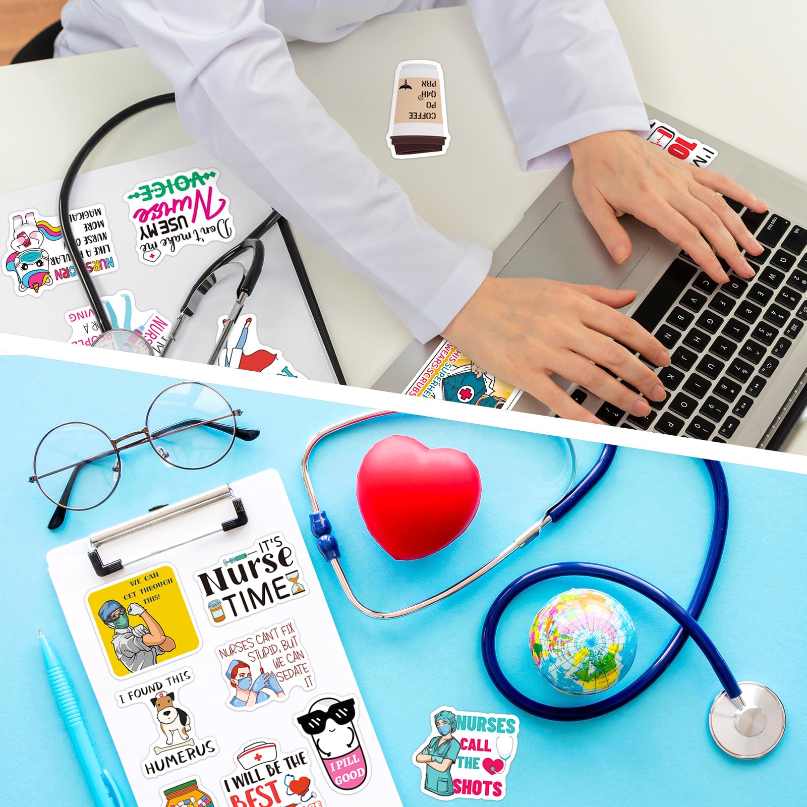 15pcs School Nurse Stickers Pack - Funny Medical Inspire Waterproof Vinyl Decals For Laptops & Water Bottles