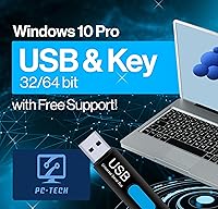 PC-TECH Windows 10 Pro 64-Bit USB Repair Kit with Activation Key - Fix Crashes, Restore & Reinstall PC Fast + Free Tech Support