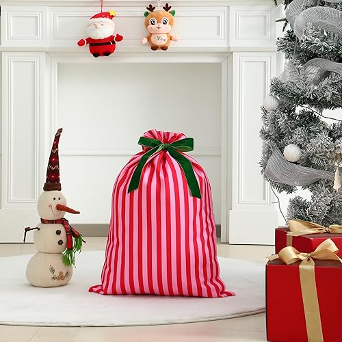 Miniatura 2 de DYSHAYEN Bolsa de regalo de Navidad de 19.7 x 27.6 pulgadas, bolsa de lona grande de Papá Noel para suministros de fiesta de Navidad (patrón Hohoho)