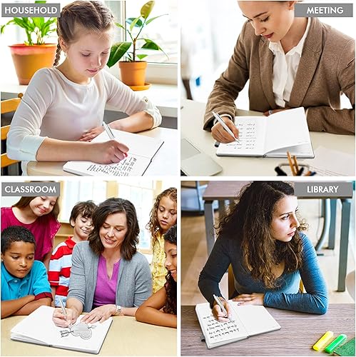 Miniatura 7 de feela Paquete de 8 cuadernos a granel para la escuela, cuadernos de negocios de tapa dura, diarios clásicos rayados con soporte para bolígrafo para