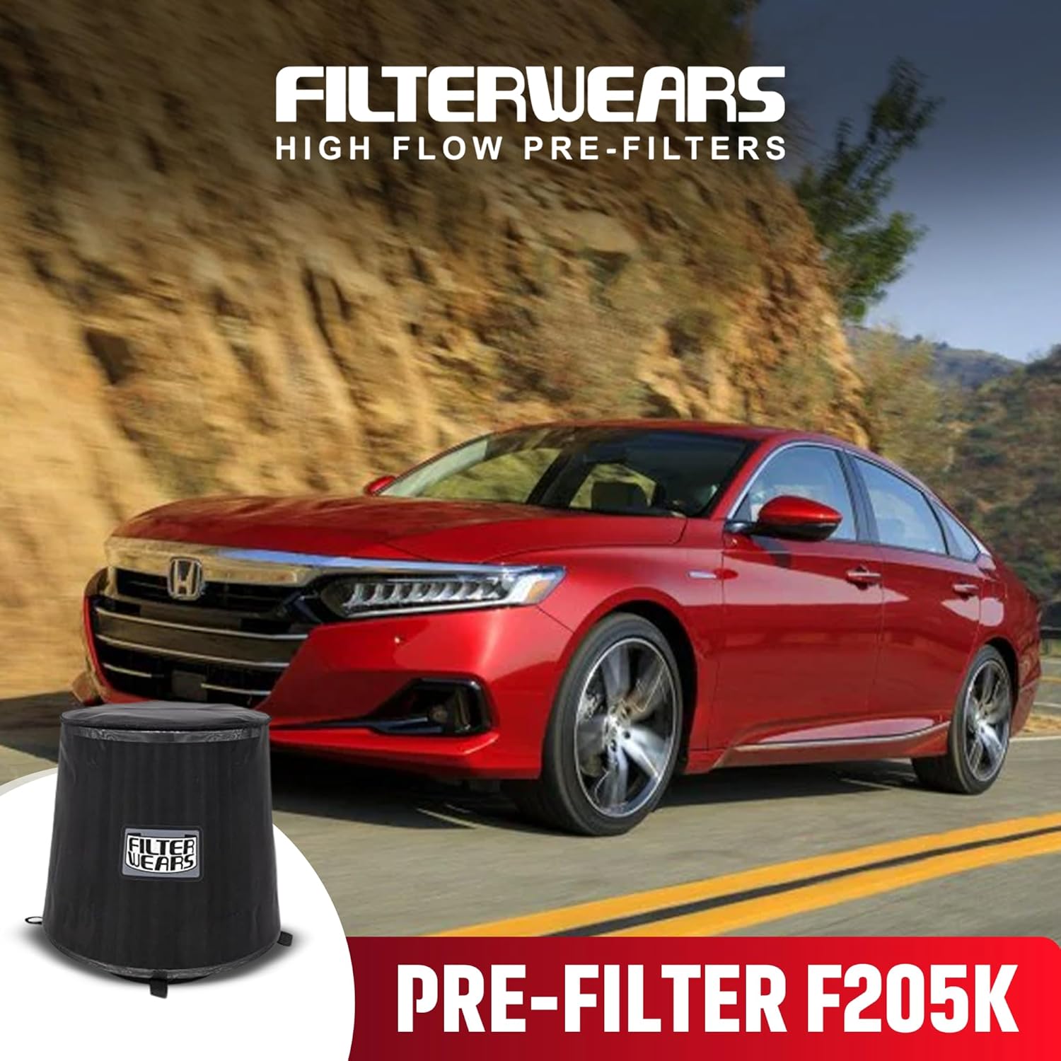 FILTERWEARS Pre-Filter F205K For Injen Air Filter X-1021-BB X-1021-BR X-1026-BB, Hydroshield 1037BLK
