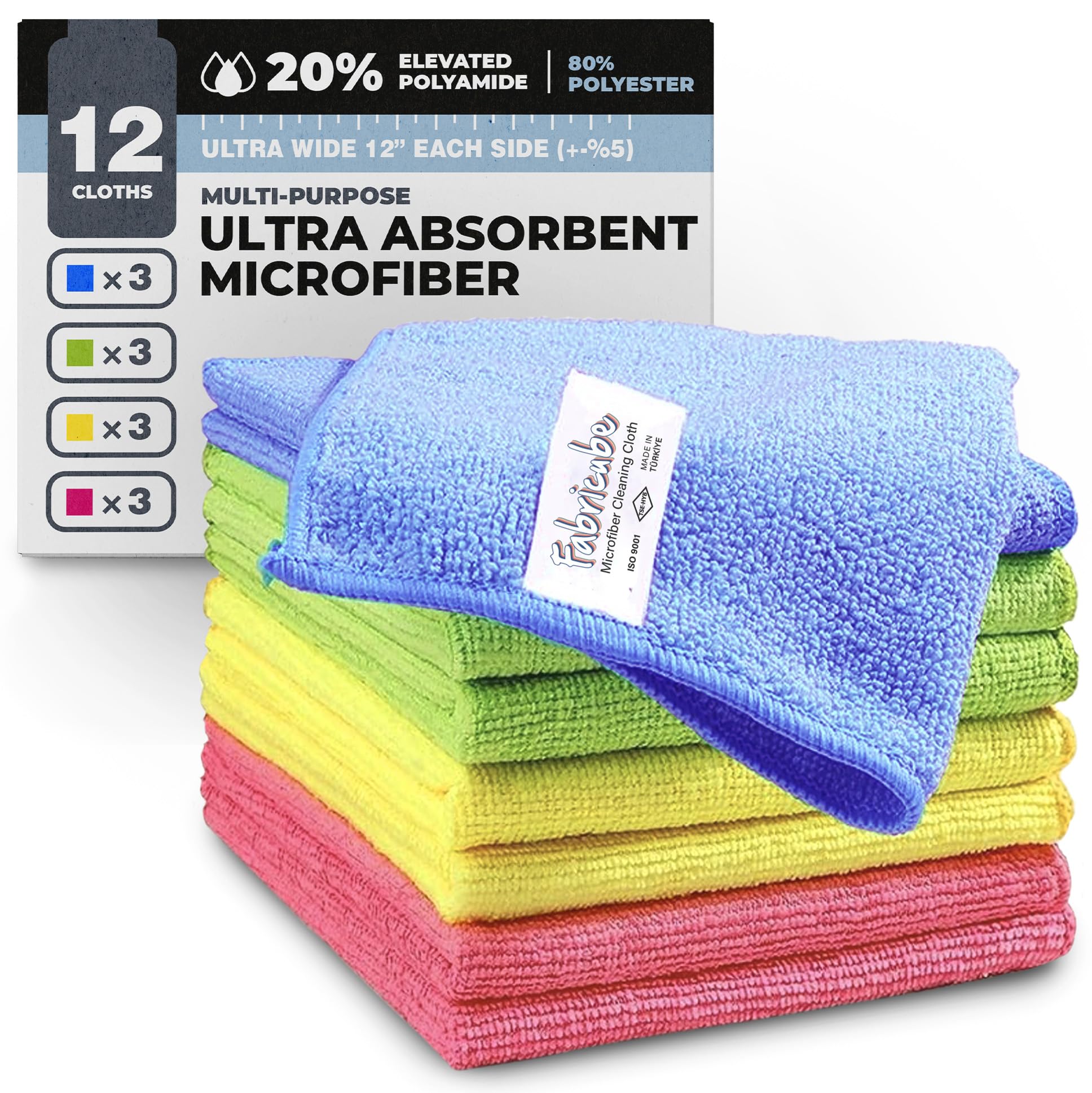 Paño de limpieza de microfibra de 4 colores | 20% poliamida para succión de líquidos elevada | Suministro de secado imprescindible para tareas del hogar, cocina y accesorios para el hogar | Trapos con
