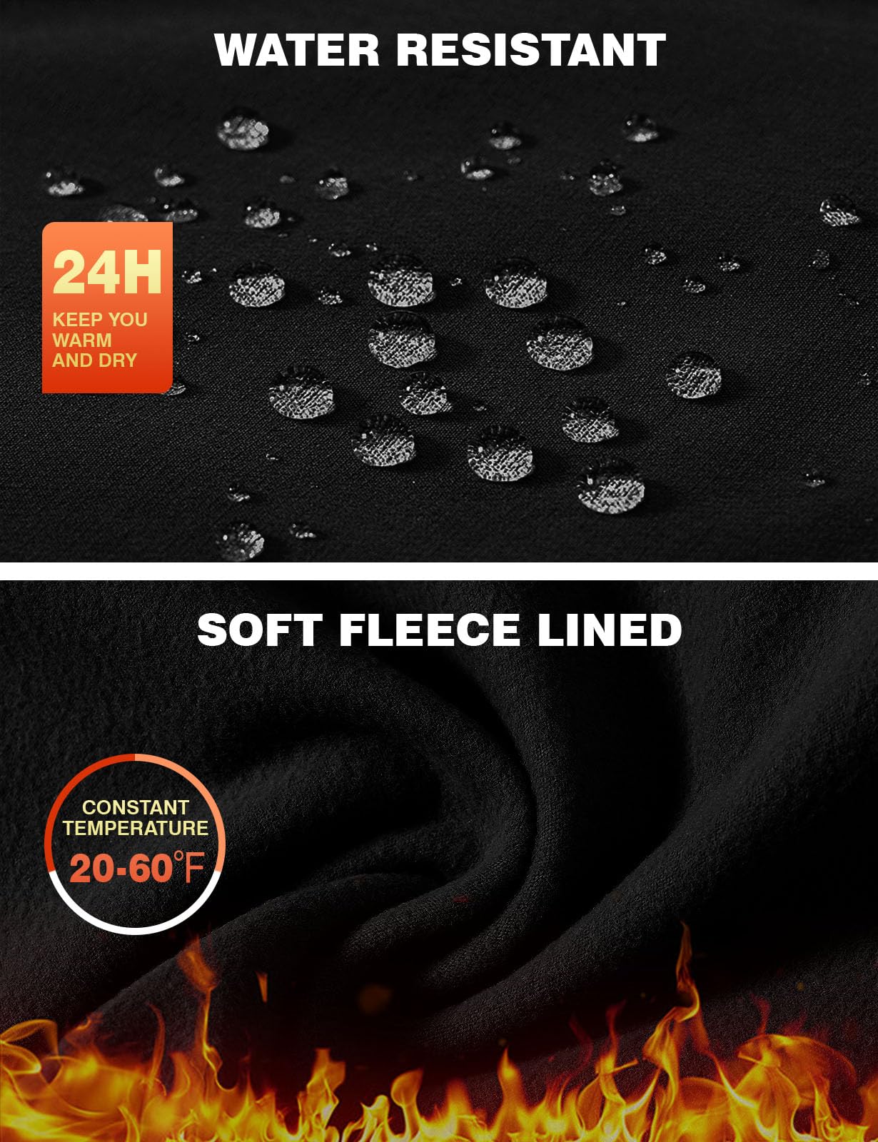 TBMPOY Women's Fleece Lined Jogger Pants Water Resistant Winter Hiking Sweatpants High Waisted Cargo Pockets Thermal Warm Running Black XL