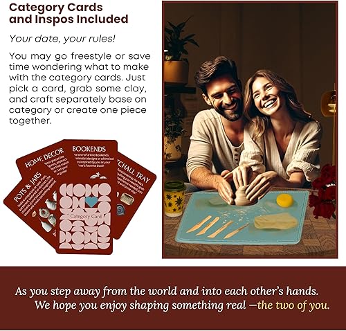 Miniatura 6 de Kit de cerámica de noche de cita para principiantes, arcilla seca al aire de 4.4 libras para adultos con herramientas de escultura, pintura,