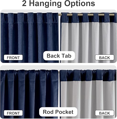 Miniatura 5 de OWENIE Odette Cortinas de terciopelo de 54 pulgadas de largo, cortinas cortas para ventanas pequeñas, ahorro de energía, aislamiento térmico,