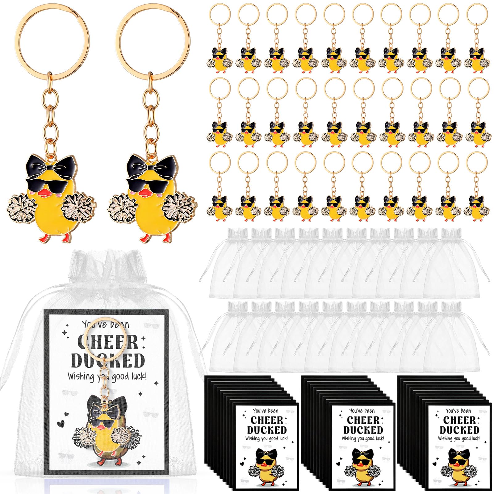 Kigeli 30 Set Cheer Team Gifts Bulk Duck Enamel Keychains