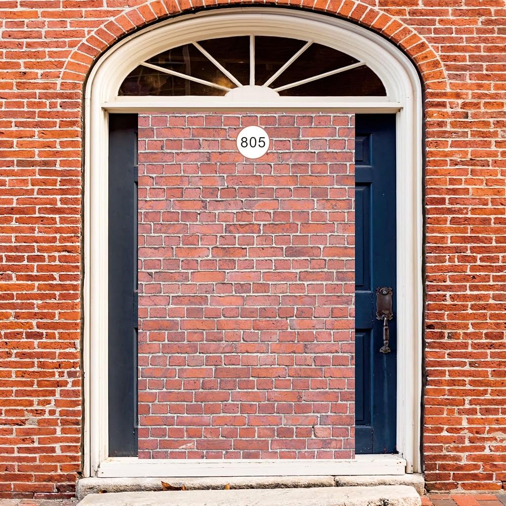 Brick Wall Backdrop,78.7"x 49.2" Inch Door Curtain, Wizard Birthday Party Supplies, Halloween Christmas Themed Party Decorations,Wall Backdrop Decoration (Red)