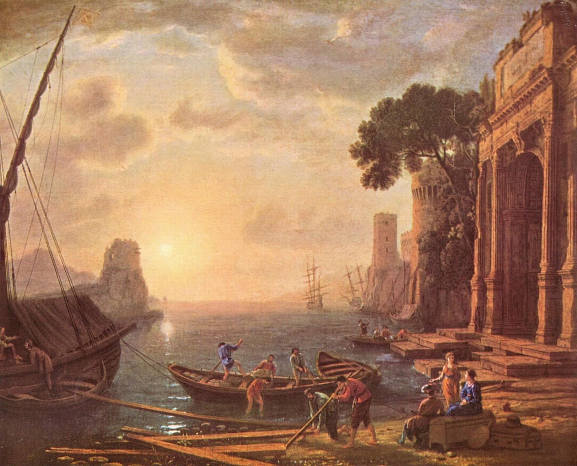 POSTERIIk Famous Print Pop Art Wall Art Graffiti Harbor At Sunset by Claude Lorrain Art Prints for Home Decor 60x90cm