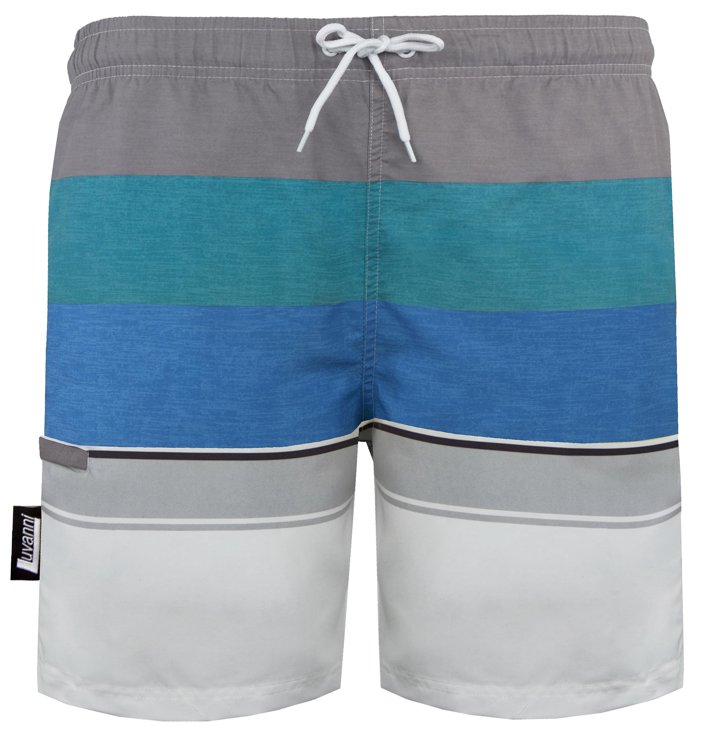 Swimming Trunks for Men Quick-Drying Swimming Shorts 600 with Drawstring Beach Shorts Board Shorts Swimming Trunks Men with Striped Pattern Blue Red Grey Stripes