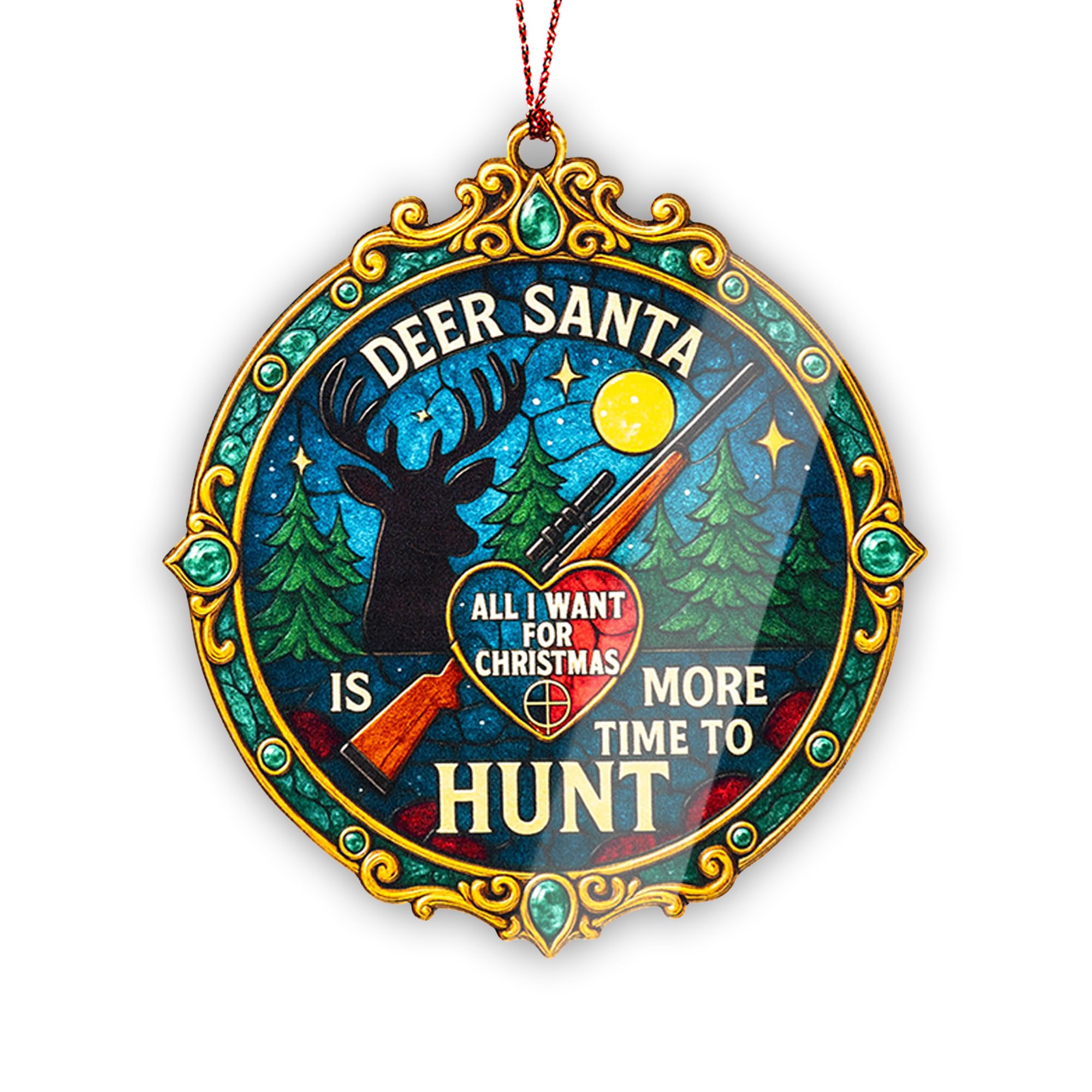 Deer Santa Hunting Ornament – Hunting Ornament – Hunting Gifts – Cabin Decor – Christmas Ornament – Christmas Ornament 2025 – White Elephant Gifts - Xmas Tree Funny Decoration