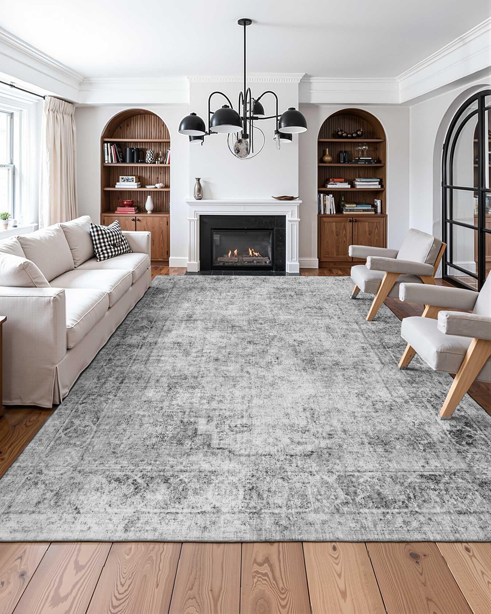 VEVOR Tappeto Grande per Salotto 2743 x 3658 mm Lavabile, Tappeto da Interno per Soggiorno, Antiscivolo e Antistrappo, per Animali Domestici e Bambini, per Camera da Letto, Cameretta, Ufficio, Grigio