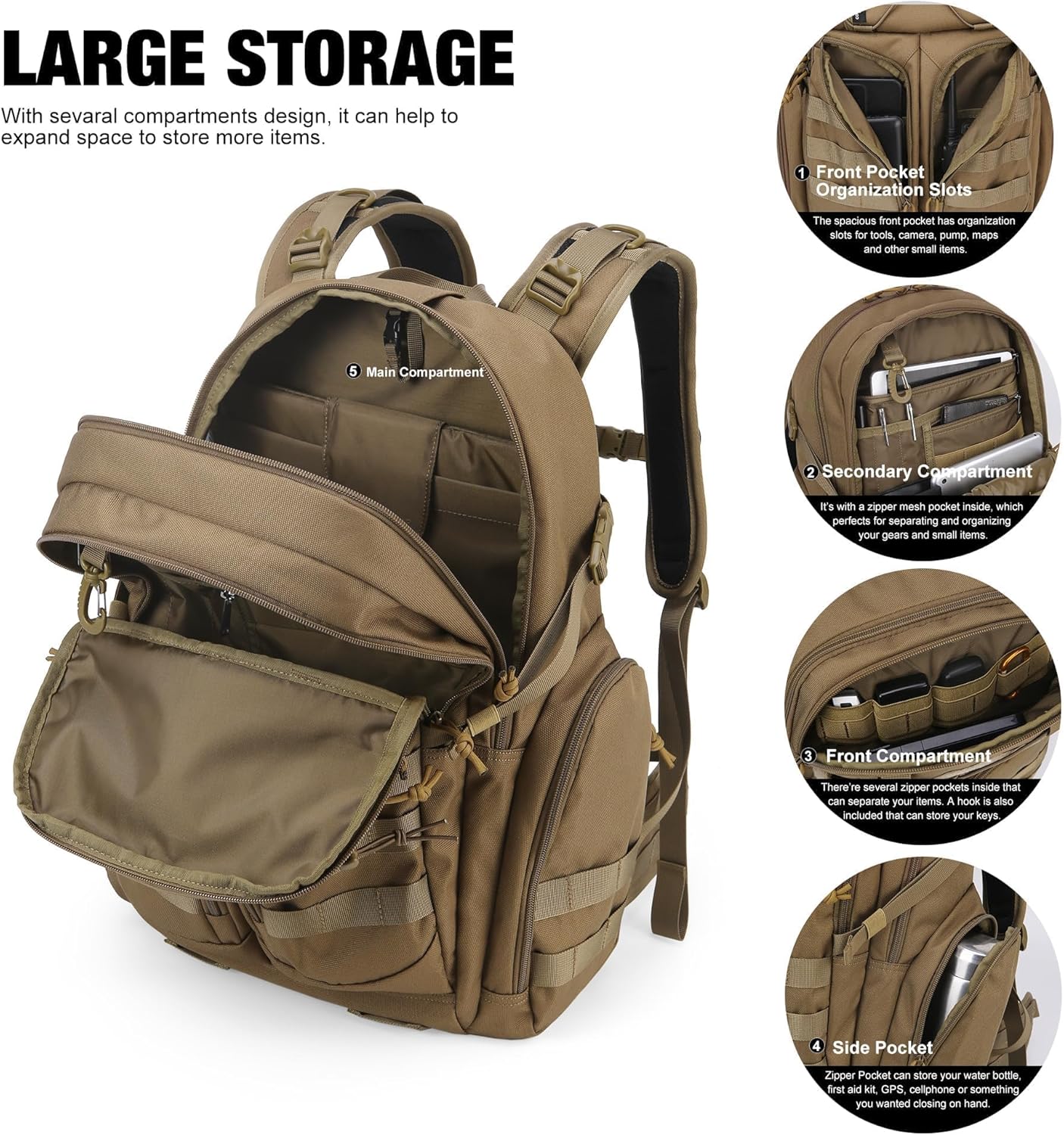 Mardingtop 40L Molle Tactical Backpack,Military backpack for Men, Cordura Backpack for Hiking,Camping,Hunting - Image 5