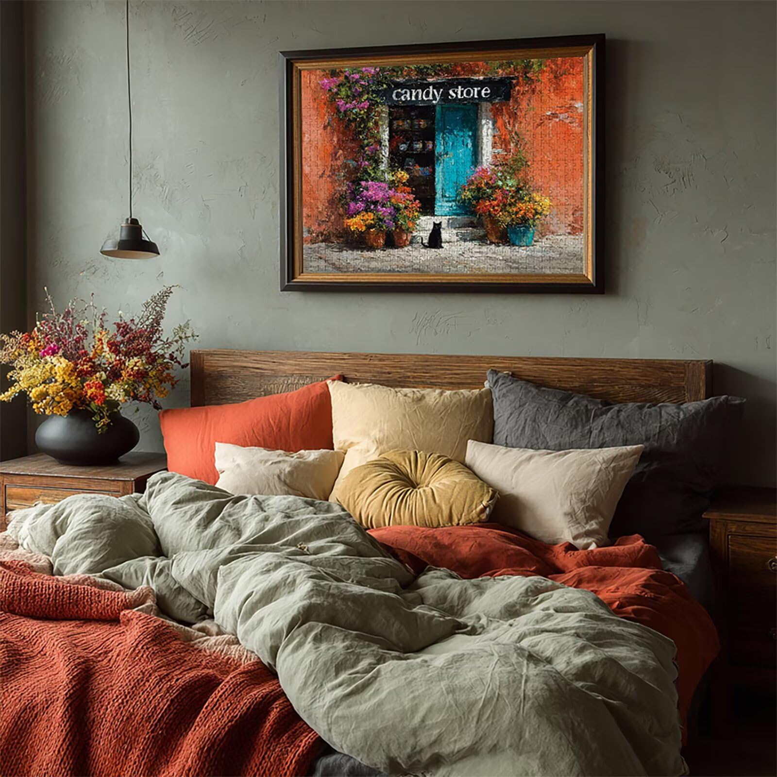 Chat Puzzle 3000 pièces Adultes, Puzzle Bois 122x81cm, Adultes Jeu éducatif Défi énigme avec Une Boîte d'emballage Exquise, Jeu Relaxant Détente Collection, été Decoration, (Vue De La Rue) P-3853