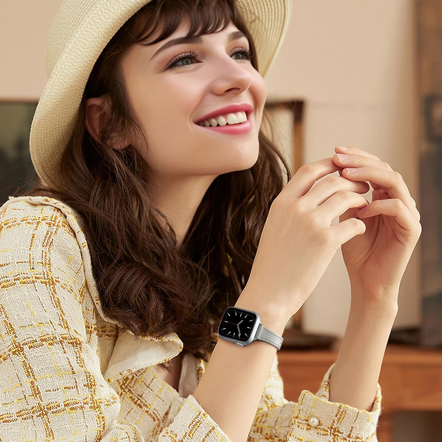 Slim Leather Bands Compatible with Apple Watch Band 38mm 40mm 41mm 42mm 44mm 45mm 46mm 49mm,Top Grain Leather Watch Thin Wristband for iWatch Ultra Series 11/10/9/8/7/6/5/4/SE 3/2/1 - Image 2