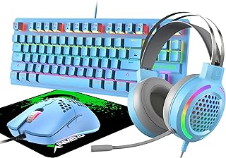 LexonElec Mechanical Keyboard and Mouse & Mousepad, Gaming Keyboards and Mice Set with Mousepad, Gaming Headset with Mic, G-pro Mouse Ultralight honeycomb shell, Rgb Keyboard Mouse for Laptops, Pc