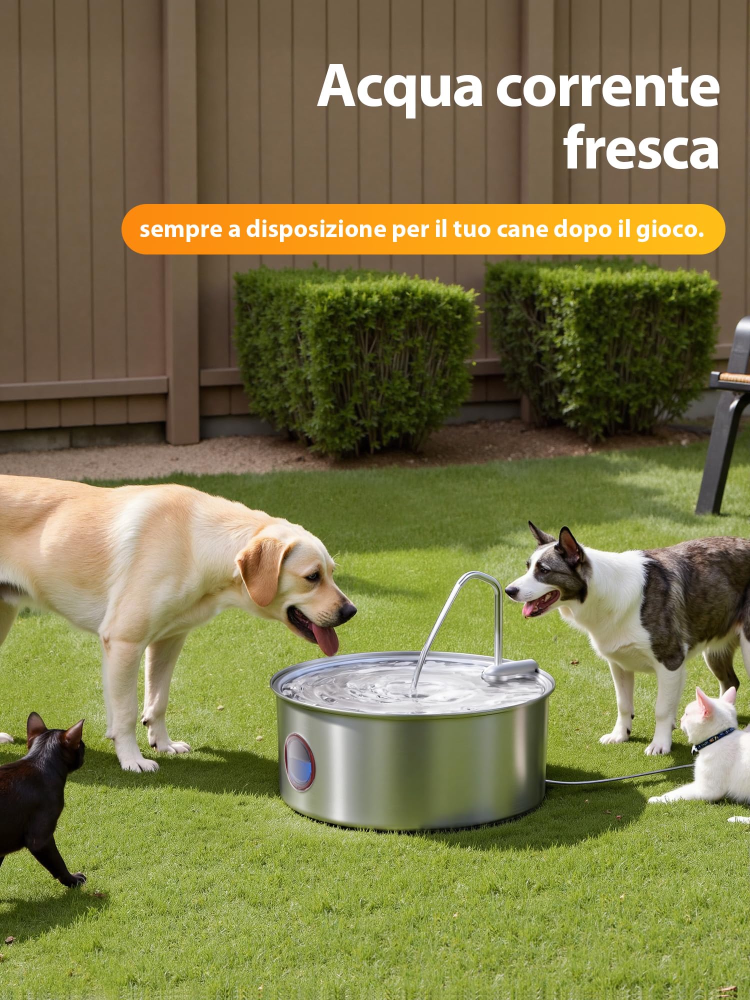 Kittyspout Fontanella per Cani/Gatti, 8L/270 oz di grandi dimensioni, Fontanella per Cani in Acciaio inox con ampia finestra di visualizzazione, Super Silenzioso con Visibile Argento