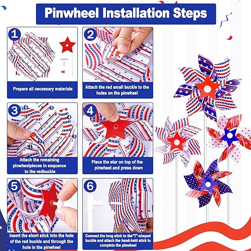 Miniatura 4 de MGparty 126 piezas de suministros para fiestas del 4 de julio, decoraciones patrióticas para el Día de los Caídos, banderas de palo americano,