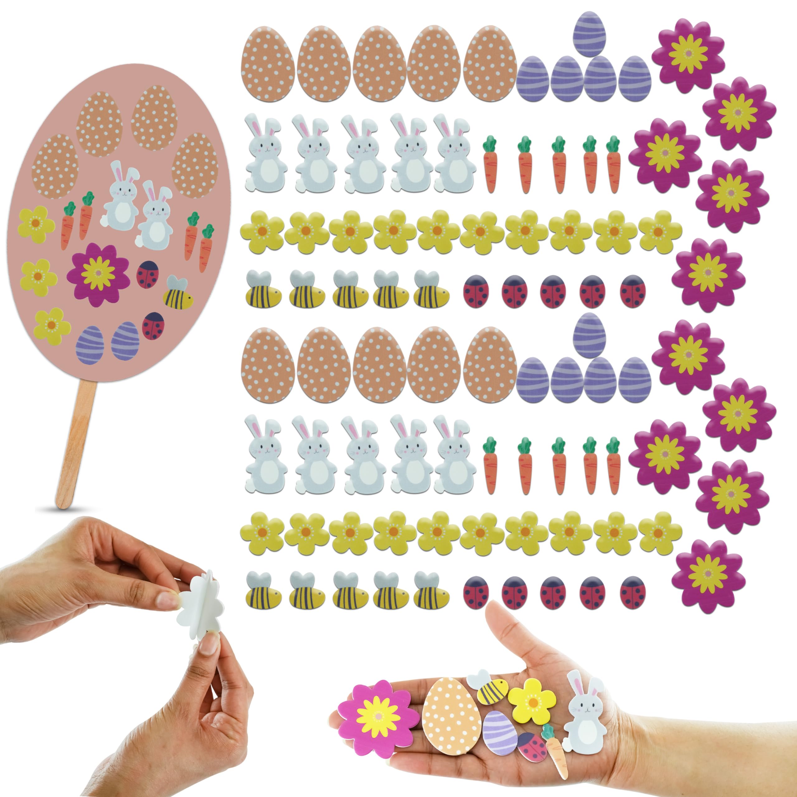 Hovuk 90Pcs Easter Stickers 90Pcs Easter Foam Stickers For Window | Self Adhesive Stickers Bunnies, Eggs, Flowers, Carrots Decoration | Easter Clings For Home Decoration
