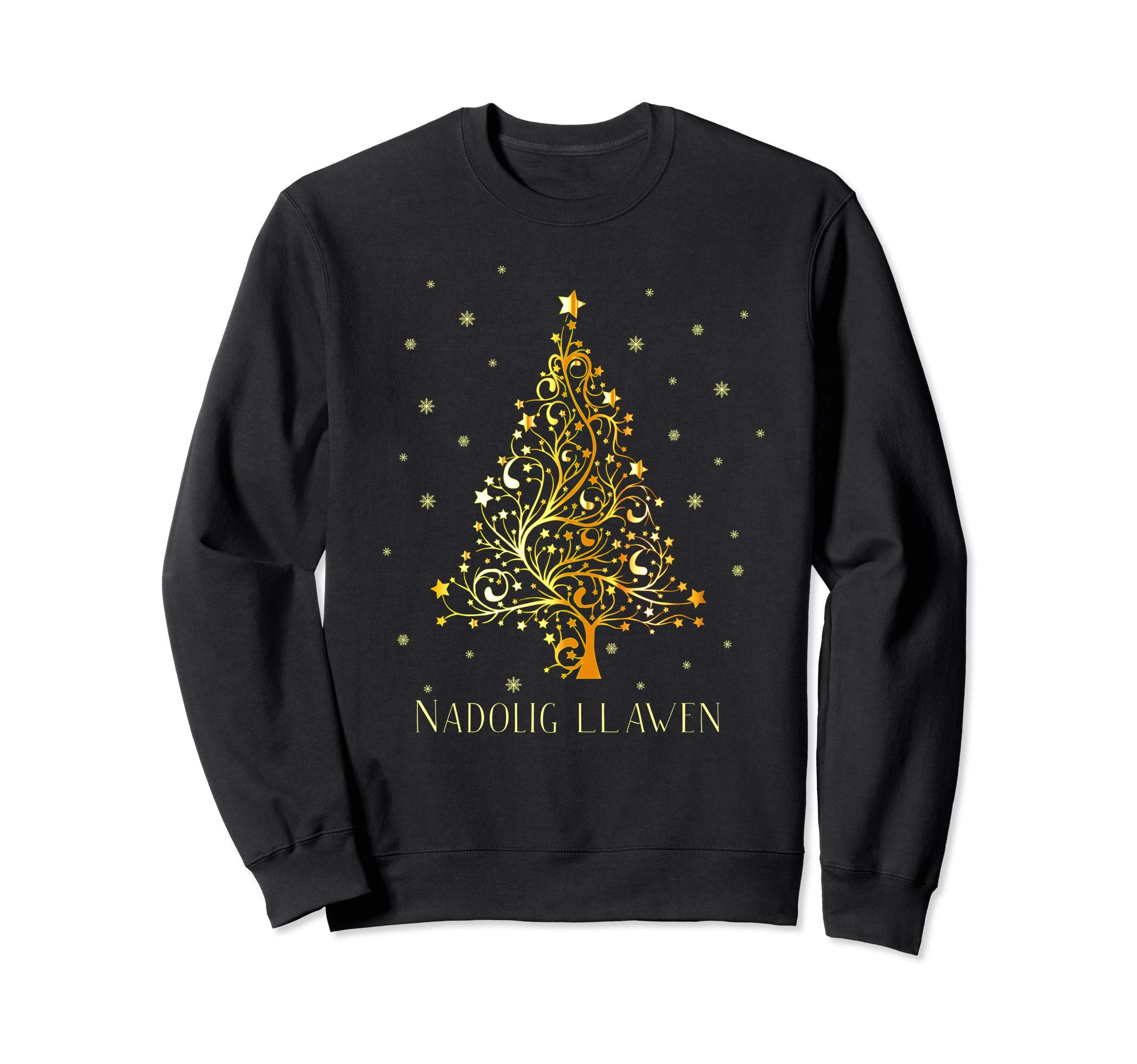 Welsh Christmas Tree Wales Ornament Decoration Star Xmas Sweatshirt, Black