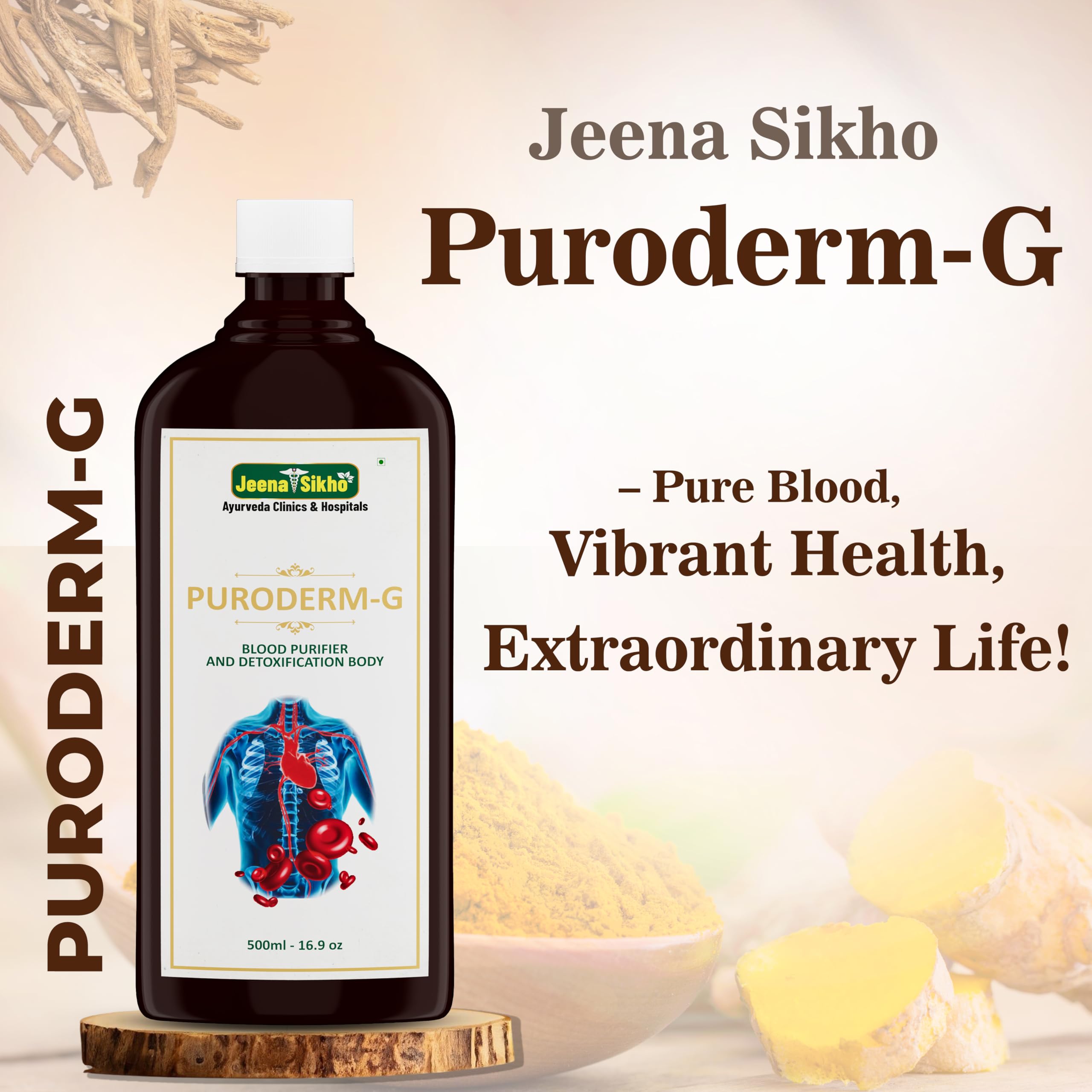 Jeena Sikho Puroderm-G/Khoon Safi Syrup | Herbal Blood Purifying Syrup | Herbally Formulated With Neem Chal, Manjistha, Giloy | Ayurvedic Remedy For Kidney Care And Skin Health, 500ml — Amazon image 4