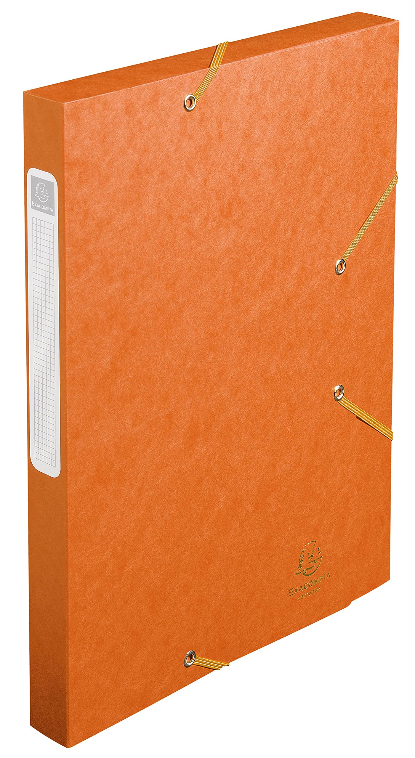 Exacompta - Ref 18517H - Cartobox Pressboard Filing Box - 25 x 33cm, Suitable for A4 Documents, Elastic Straps on 2 Corners, 25mm Spine, FSC-Certified - Orange